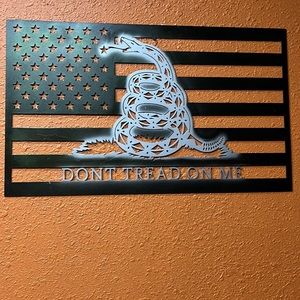 Made to Order Metal Art.  Don’t Tread On Me Flag